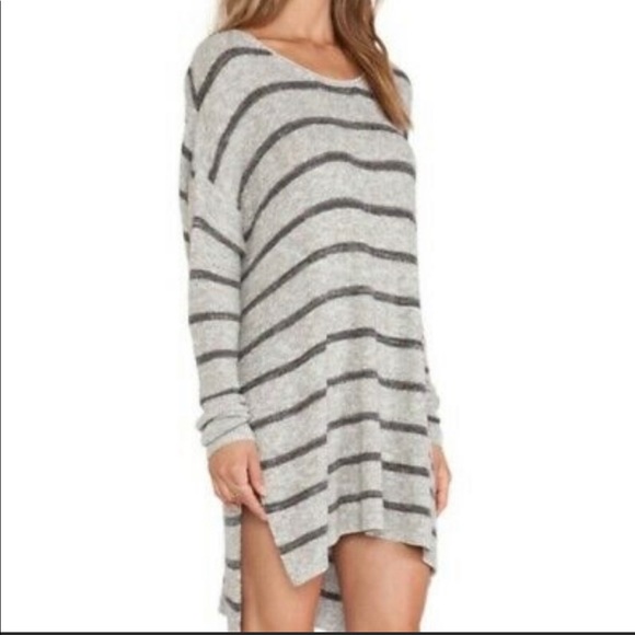 Free People Long Gray Striped Sweater or dress - Picture 2 of 9